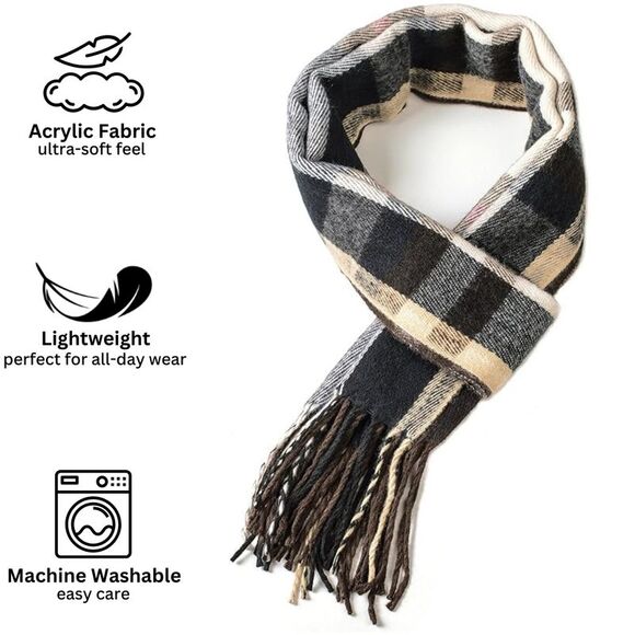 Alpine Swiss Mens Plaid Scarf Soft Winter Shawl Lightweight Cold-Weather Gear - Picture 3 of 8
